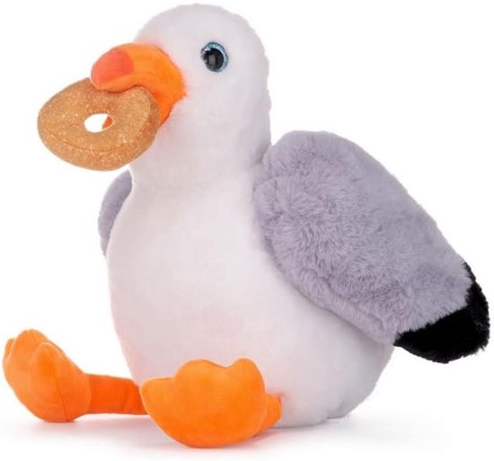 Pluche Vogel Speelgoed - Zacht Knuffeldier - Kinderen Spelen - Met Donut Decoratie - 30 cm - Meeuw