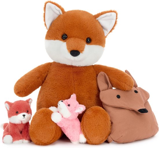 Pluche Vos - Knuffeldier met Tas - Cadeau voor Kinderen - XXL Formaat - 53 x 40 x 25 cm