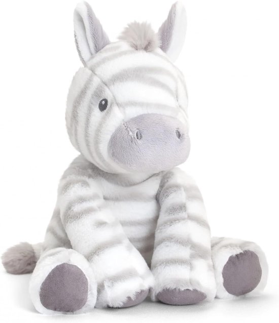 Pluche Zebra - Zacht Knuffeldier - Kinderkamer Decoratie - Gemaakt van gerecycled materiaal - 25 cm - Zwart Wit
