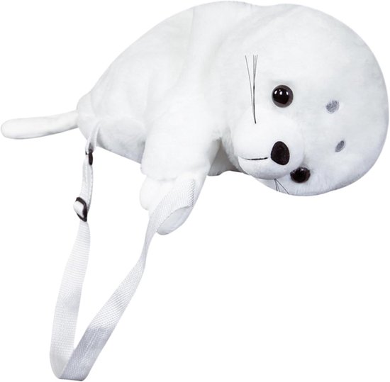 Pluche Zeehond Knuffel - Zachte Dierentas Organizer - Opbergen van Spullen - Verstelbare Bandjes - 50 cm Lengte - Grijs