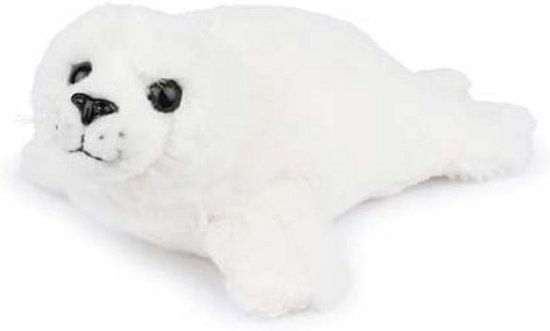 Pluche zeehond - Knuffeldier zacht - Kinderkamer decoratie - Gemaakt van gerecycled materiaal - 15 cm - Wit