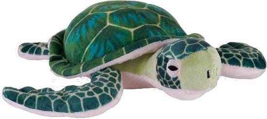 Pluche Zeeschildpad - Knuffeldier Speelgoed - Spelen en Leren - Gemaakt van Gerecyclede Flessen - 20.5 cm - Groen
