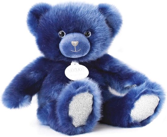 Pluchen beer - Knuffel dier - Spelen en decoratie - Met glitterdetails - 30 cm - Nachtblauw