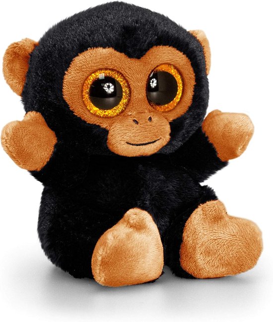 Pluchen chimpansee - Knuffel aap - Verzamelen en spelen - Grote ogen ontwerp - 15 cm - Meerkleurig