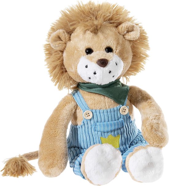 Pluchen Leeuw Knuffel met Tuinbroek en Sjaal - Zacht Speelgoed voor Kinderen