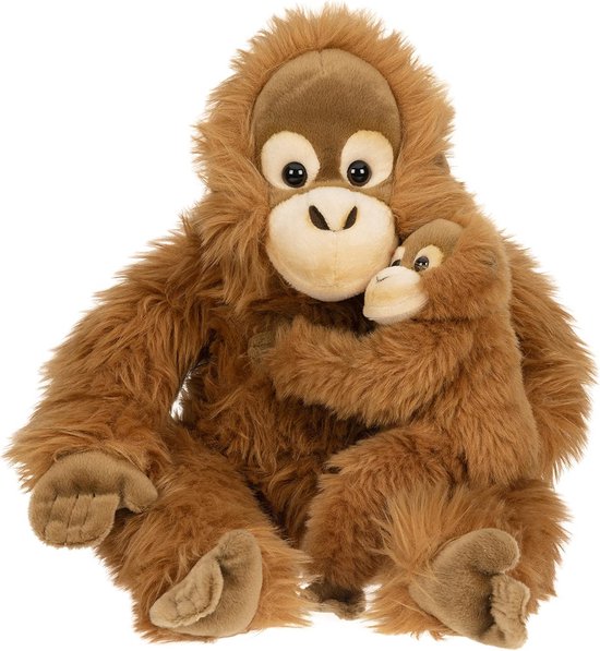 Pluchen Orang-Oetan met Baby Knuffel - 30 cm - Zacht Speelgoed Aap
