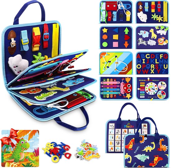 Pludo Busy Board - Activiteitenboek - Activiteitenbord - Montessori Speelgoed - Sensorische Speelgoed - Educatief Speelgoed - Speelgoed 1 Jaar - Speelgoed 2 Jaar - Speelgoed 3 Jaar - Blauw van Pludo