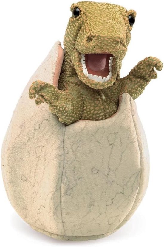 Pluizige Handpop Baby Dinosaurus in Ei Speelgoed van Merkloos