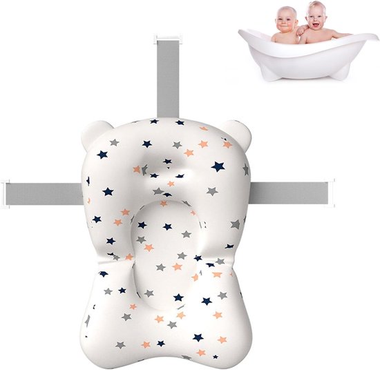 Plus - Badkussen voor Baby's - Babybadinzetstuk - Babybadsteunkussen met Antislip - Verstelbaar Kussen voor Pasgeborenen 0-3 Jaar
