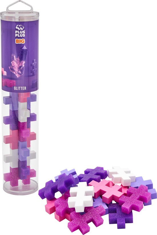 Plus-Plus BIG Tube glitter 15 delige bouwset - 3432 - Bouwspeelgoed - Constructiespeelgoed - Set met bouwstenen - Vanaf 1 jaar