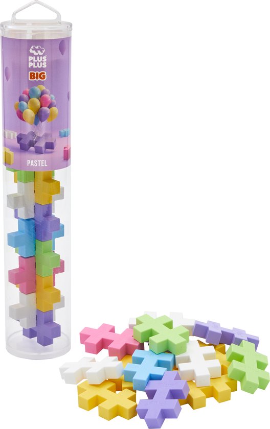 Plus-Plus BIG Tube pastel 15 delige bouwset - 3225 - Bouwspeelgoed - Constructiespeelgoed - Set met bouwstenen - Vanaf 1 jaar
