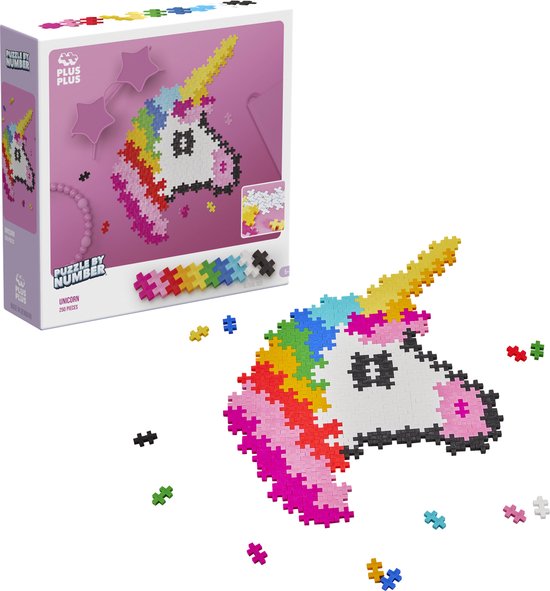 Plus-Plus - Puzzle By Number - Unicorn - Constructiespeelgoed - Set Met Bouwstenen - 250 Delige Bouwset - Bouwspeelgoed - Vanaf 5 Jaar van Plus-Plus