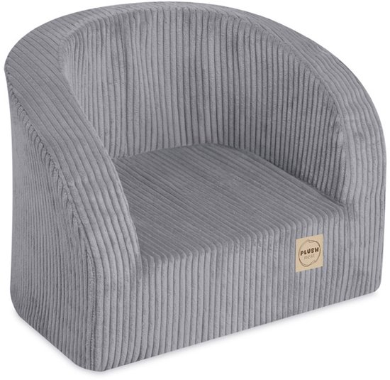 Plush Nest Kinderfauteuil Grijs Corduroy – Zachte Stoel Peuter – Vanaf 12 Maanden – Lichtgewicht – 40x53 cm