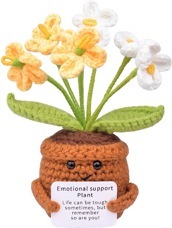 Pocket Hug Positieve Bloem, Grappige Positieve Breiwol Zonnebloem Motiverende Cadeaus voor Vriendinnen, Collega's en Familie (geel) van Merkloos