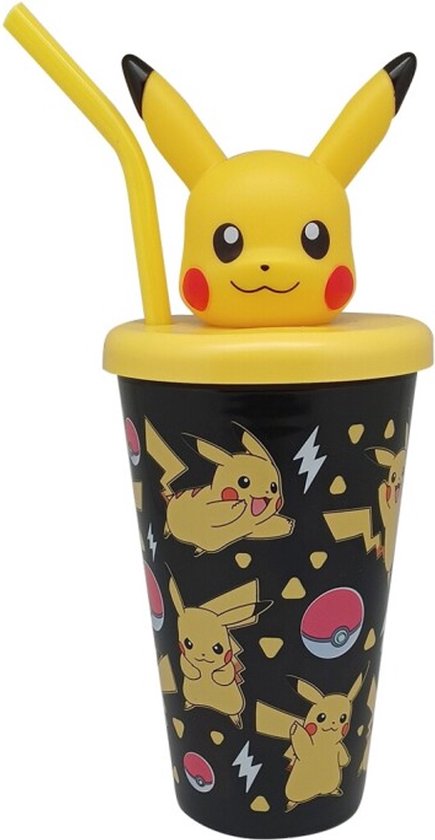 Pokémon Drinkbeker met Deksel, Rietje, 3d Pikachu van Pokémon