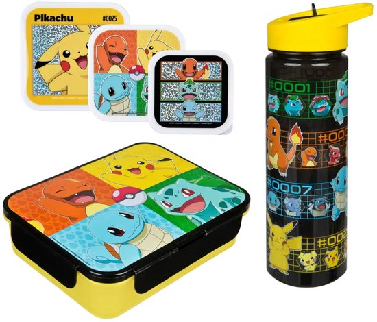 Pokemon Lunchset; Fles, Lunchbox en 3-in-1 Snackbox van Merkloos