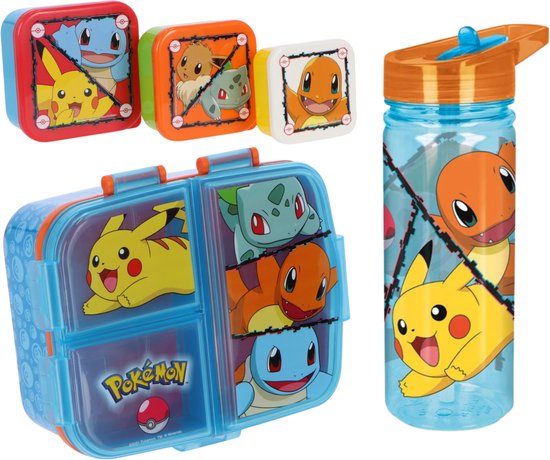 Pokemon lunchset; lunchbox, snackbox en drinkfles
