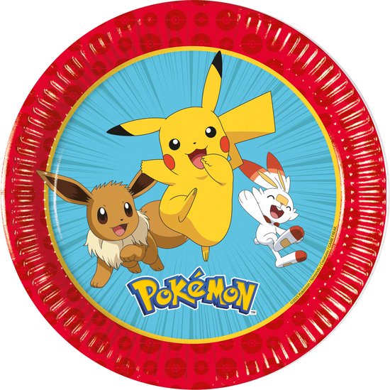 Pokémon papieren bordjes kinderfeestje 20 cm - feestdecoratie.