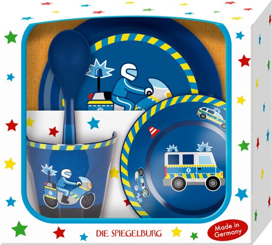Politie kinder servies set (bord, kom, beker en lepel) - Die Spiegelburg van Die Spiegelburg