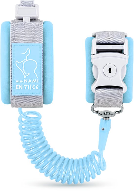 Polstuigje Licht Blauw 360 Plus met slotje - Het enige CE gekeurde polstuigje - 2 meter elastisch koord - Kindertuigje
