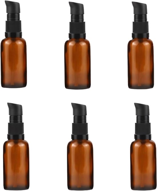 Pompflessen 30ml - Amber glas - Levensmiddelenveilig - Ideaal voor lotions en essentiële oliën - ShopVlot
