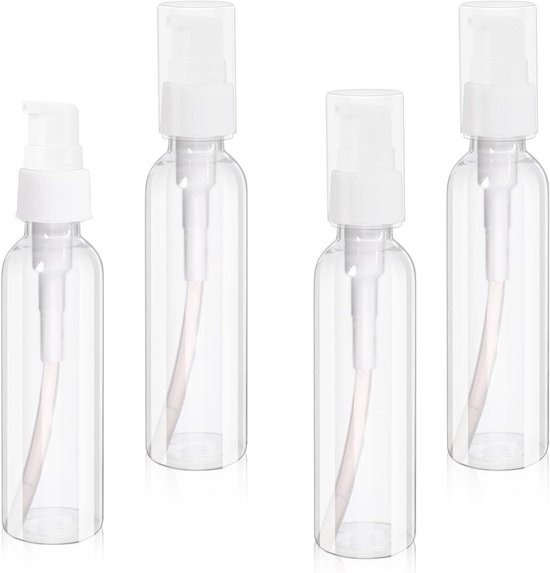 Pompflessen voor cosmetica en shampoo, navulbaar en transparant, 4 stuks.