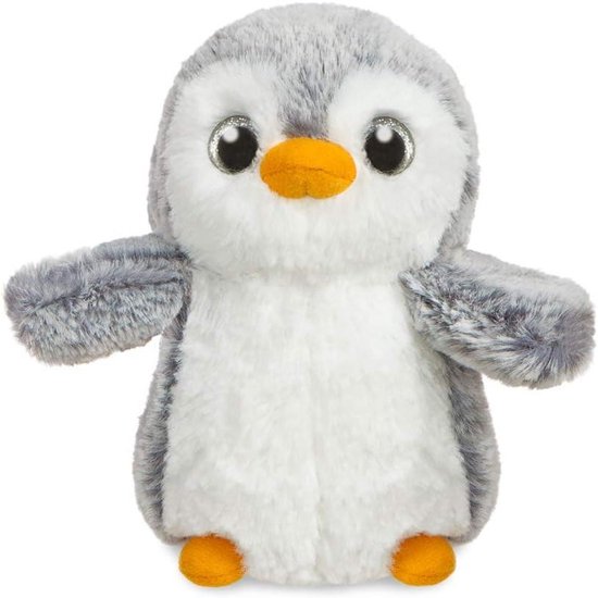 Pompom Pinguin Knuffel - Pluche Pinguïn Speelgoed - Kinderen Knuffelen - Kindveilig Europees Gecertificeerd - 15 cm - Wit Grijs van Merkloos
