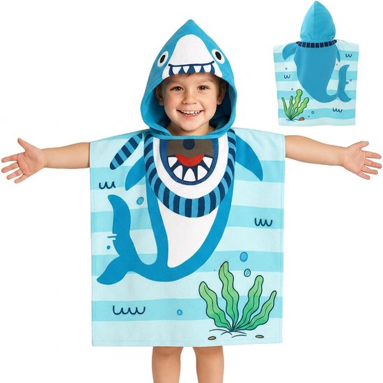 Poncho Handdoek - Badponcho - Zomer Badcape - Omslagdoek - Handdoek Met Capuchon - Strandhanddoek - Polyester - Jongen - Kinderen - Kinder - Peuter - Kleuter - Vanaf 3 jaar