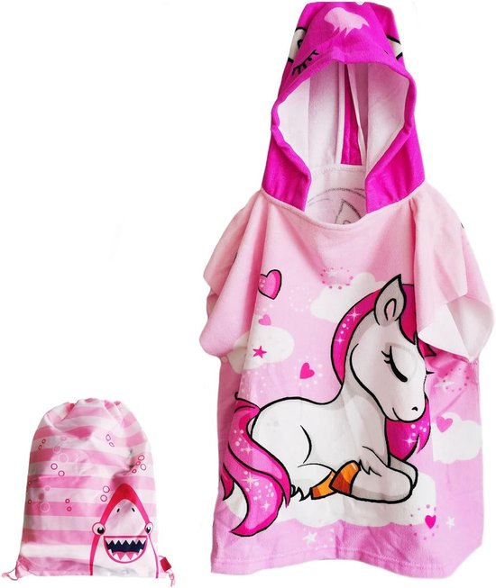Poncho Handdoek voor Kinderen met Kap, Ideaal voor Thuis, Badkamer, Strand en Zwembad