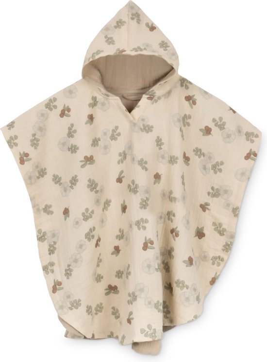 Poncho small flowers and berries - 60 X 60 cm - 1 tot 3J - Tetra biologisch katoen van Fresk