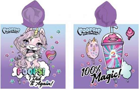 Poopsie - slime surprise! - badponcho - 55 X 110 cm - paars