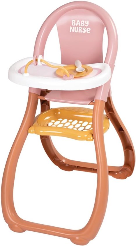 Poppen eetstoel - Speelgoedstoel - Poppen verzorgen - Inclusief accessoires - 46 cm hoog - Roze