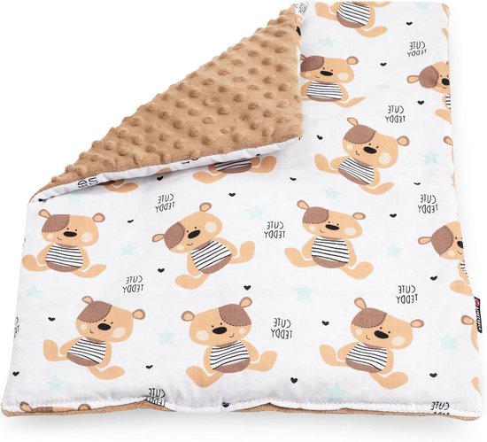 Poppenbeddengoed - Poppen deken - Poppen verzorgen - Dubbelzijdig ontwerp - 50 x 40 cm - Teddyprint