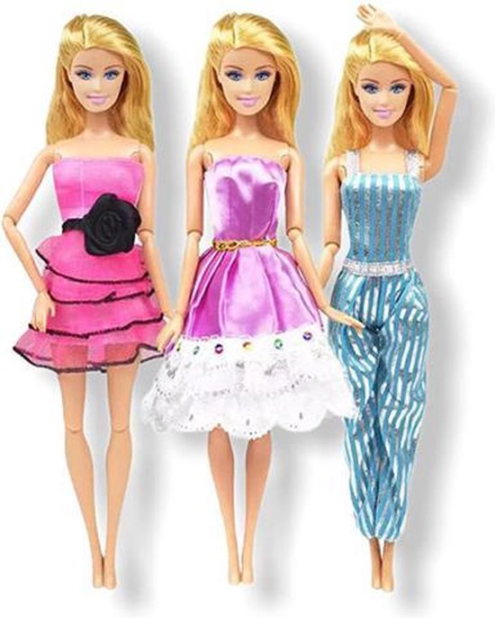 Poppenkleertjes Isa's friends - 3 Outfits voor poppen -  Geschikt voor o.a Barbie - Setje 'Iris' van Isa's friends