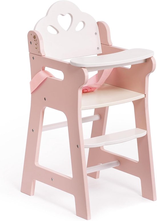 Poppenstoel - Kinderstoel poppen - Fantasy spel - Houten constructie - 45 cm poppen - Roze