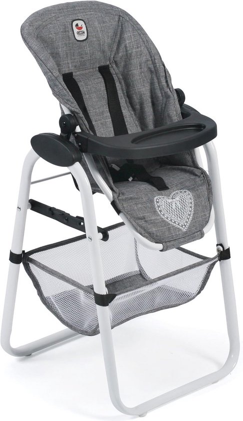 Poppenstoel - Speelgoedstoel - Poppen verzorgen - Verstelbare rugleuning - 36 x 35 x 73 cm - Jeans Grijs