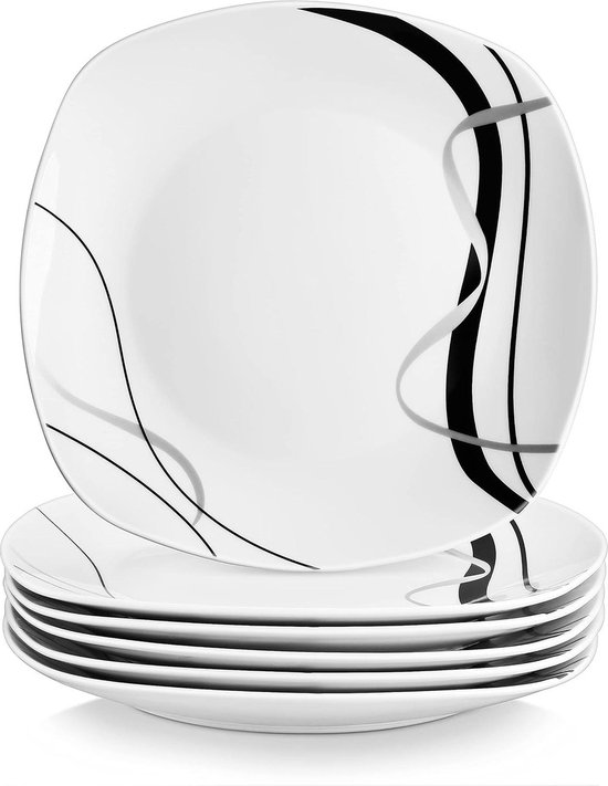 Porseleinen 6-delige set borden 'Fiona' - Diameter 24,7 cm - Eetborden voor 6 personen borden set van Quid