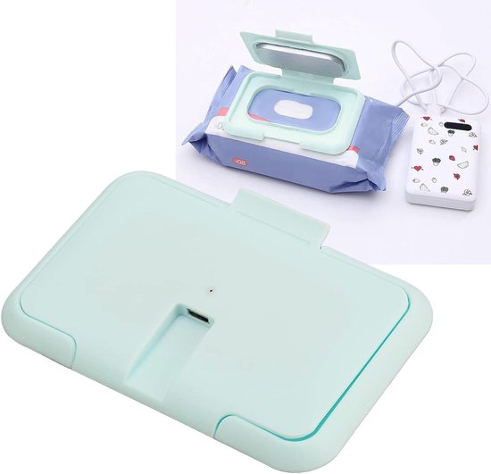 Portable babydoekjeswarmer met constante temperatuur en USB-dispenser - lichtblauw - handig voor onderweg
