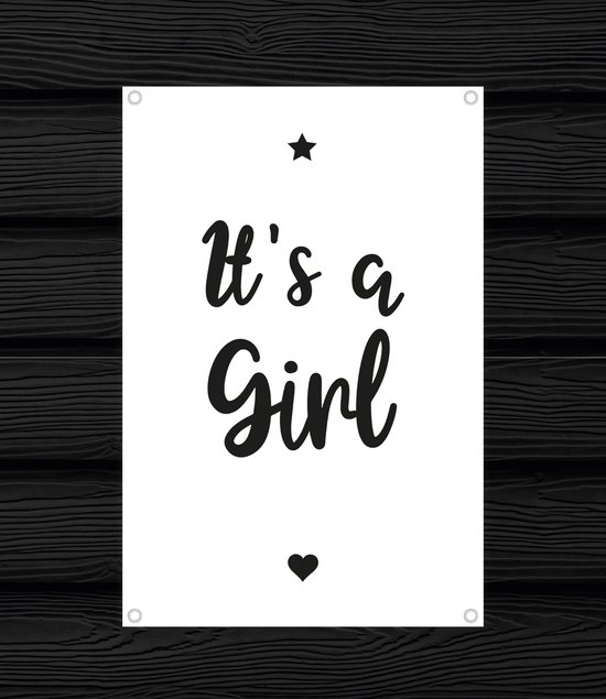 Poster Baby It’s a girl - poster tekst - zwart wit - 40x60cm Kraamkado - raamdecoratie - geboorte - Baby cadeau jongen en meisje – babykamer - geboortecadeau - wanddecoratie - kinderkamer - gender reveal - geboorte poster - poster babykamer van Fientje & Co