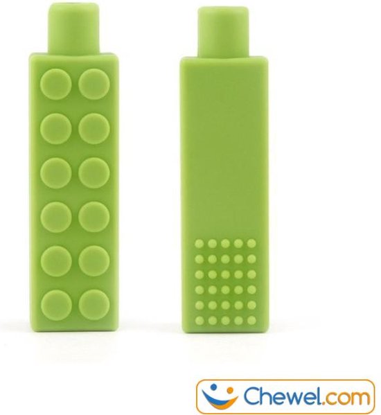 Potlood kauwdop / bijtdop bouwblokje - Diverse kleuren - Groen van Kleurjaap.