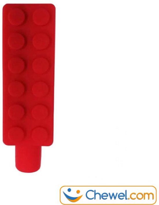 Potlood kauwdop / bijtdop bouwblokje - Diverse kleuren - Rood van Chewigem