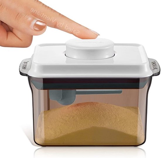 Praktische en Draagbare Melkpoeder Dispenser van 1 Liter met Lepel, UV-Bestendig en Eenvoudige Éénhandige Bediening voor Babyvoeding