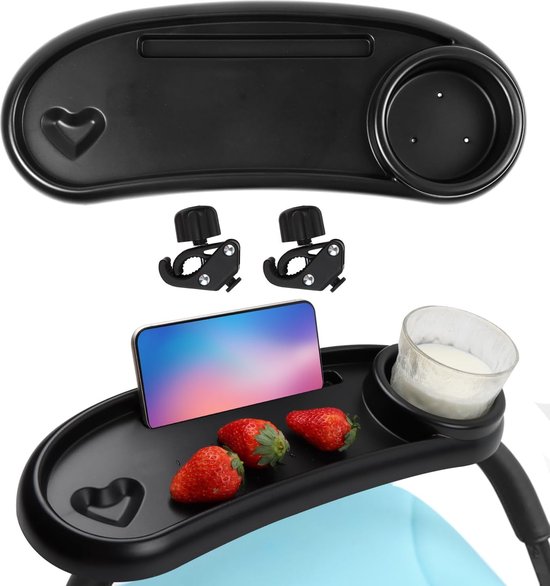 Pram Accessories, Cup Holder Pram, 360 Degree Rotating 3-in-1 Removable Drink Holder, Snack Tray for Prams, with Snack Tray Pushchair van Dreambaby