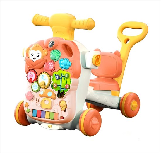 Pratende Loopwagen 5 In1-Zit naar-Staan voor baby 6-36 maanden-Vroeg activiteitencentrum-Afneembaar speelblad-Roze van Merkloos