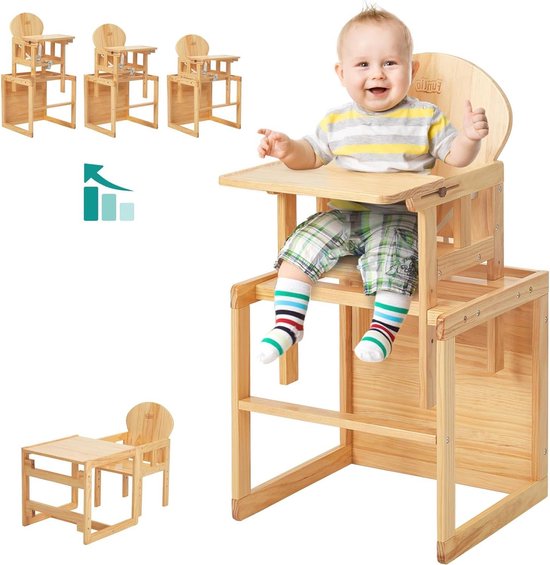 Premium 3-in-1 converteerbare houten kinderstoel voor peuters van 3-6 jaar - hoge stoel, schommelstoel en kindertafelstoelset voor jongens-meisjes van Abbydanlin