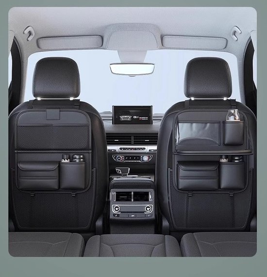 PREMIUM Autostoel Organizer - Inklapbaar- Carseat Organiser -lederen Auto Stoel Organizer - Tablet houder - Auto Tafeltje - Auto Organizer - Beker houder - Paraplu Houder - Tissue doos houder van Merkloos