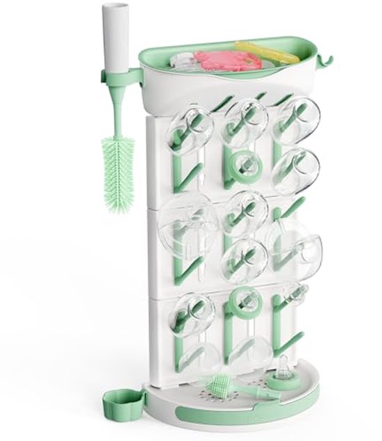 Premium Baby Bottle Drying Rack voor 18 Flessen en Voedingsaccessoires - Ruimtebesparend en Draagbaar