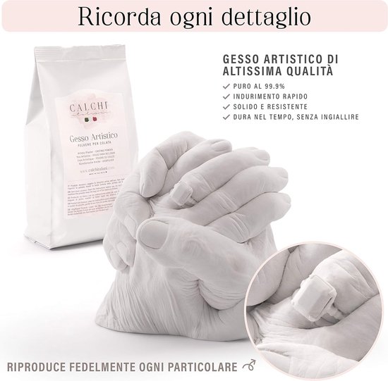 Premium Handafdruk Set! Professioneel en Made in Italy alginaat afdrukmateriaal en gips voor het gieten - 3D Gipsafdruk Set: Cadeau ideeën: paren, familie, baby van Merkloos