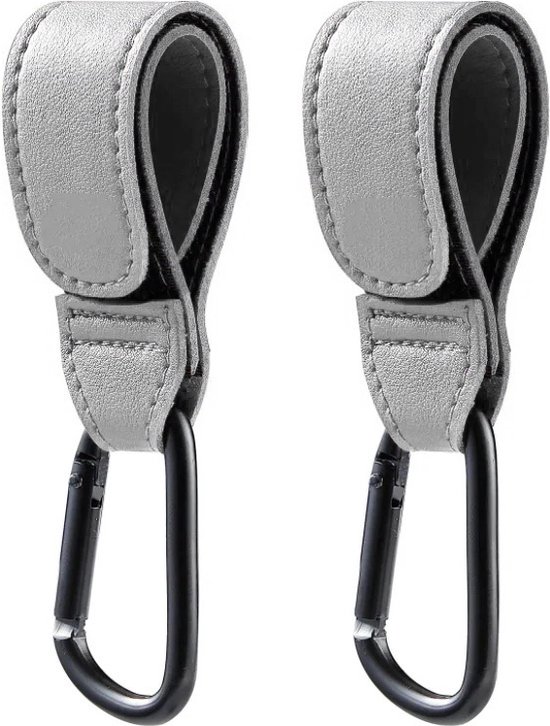 Premium Kinderwagen Tassenhaakjes - 2 Stuks - Grijs - Luiertas Tassenhaak - Buggy Accessoires - Organizer - Haak - Tassenhanger - Extra Stevig - Tas - Tassen van lalafancy
