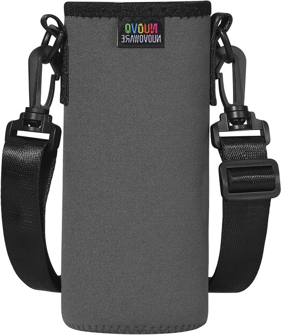 Premium Neoprene Water Bottle Carry Bag voor 25 oz Flessen, Verstelbare Schouderband, Ideaal voor Wandelen en Sportactiviteiten, Lichtgrijs